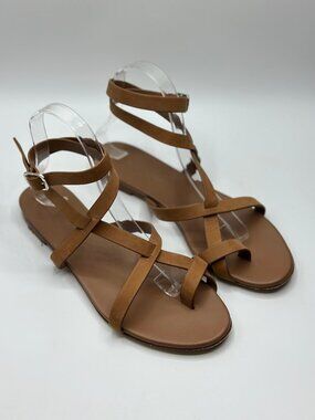 Jenni Kayne Oiled Leather Strappy Sandal Gladiator Style Size 39 in Walnut Color